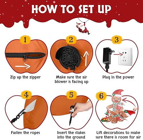 Vista 57 de VINGLI Decoraciones navideñas inflables para exteriores, decoración de patio inflable con soplador eléctrico para vacaciones, decoración de jardín