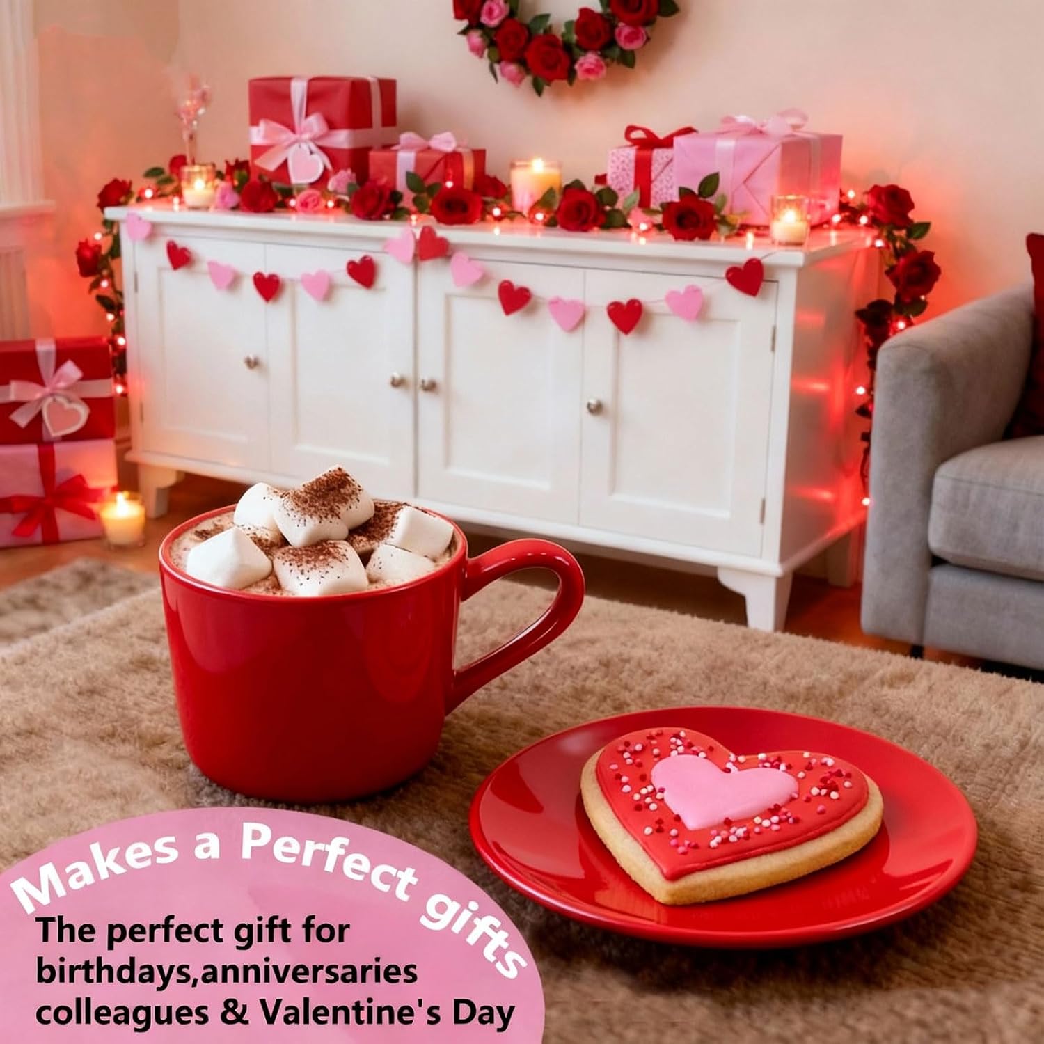 8oz Cappuccino Cup and Saucer Set, Stackable Espresso Coffee Mug, Red