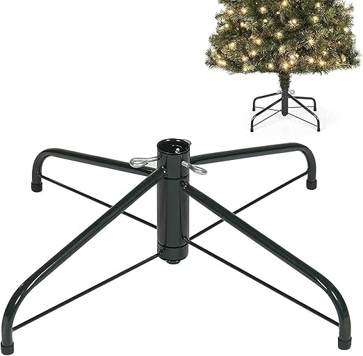 17.7 Inches Folding Christmas Tree Stand, Replacement Artificial Xmas Tree Stand Base for 3 Ft to 6 Ft Trees, Fits 0.5-1.25 Inch Pole, Green