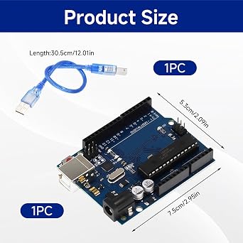 UNO R3 Board for Arduino with USB Cable(Arduino-Compatible) Microcontroller Board Replacement for Arduino Uno R3 with USB Cable More Faster In Transfer Rates And Better At Storage And Operation