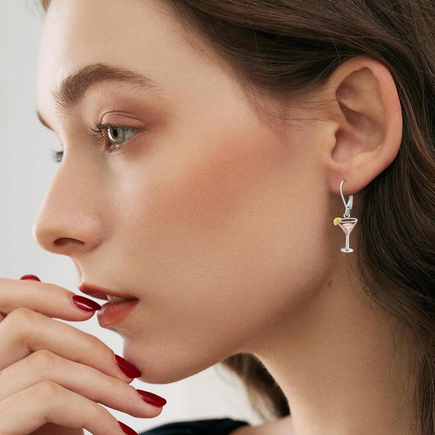 PELOVNY Champagne Martini Earrings S925 Sterling Silver Wine Dangle Drop Earrings Wine Jewelry Gifts for Women - Image 4