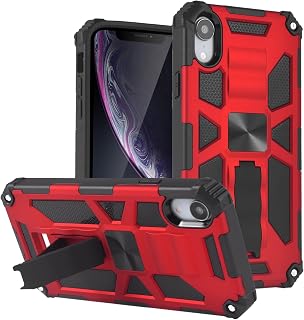 caso básico do telefone Compatível com o caso do iPhone XR (6,1 polegadas), difícil PC Capa de capa de telefone Proteção à prova de choque pesada, suporte de carro de carro de carro de nível militar T