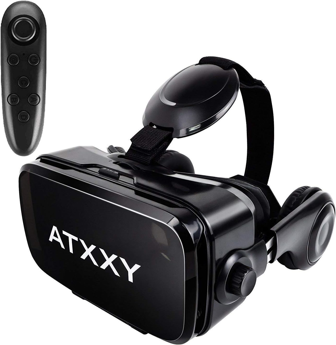 VR Headset,3D Virtual Reality headsets with Remote Controller 3D VR Goggles with Stereo Headphone for 3D Movies & VR Games, Fit for 4.7-6.2 inch iOS/Android Smartphone