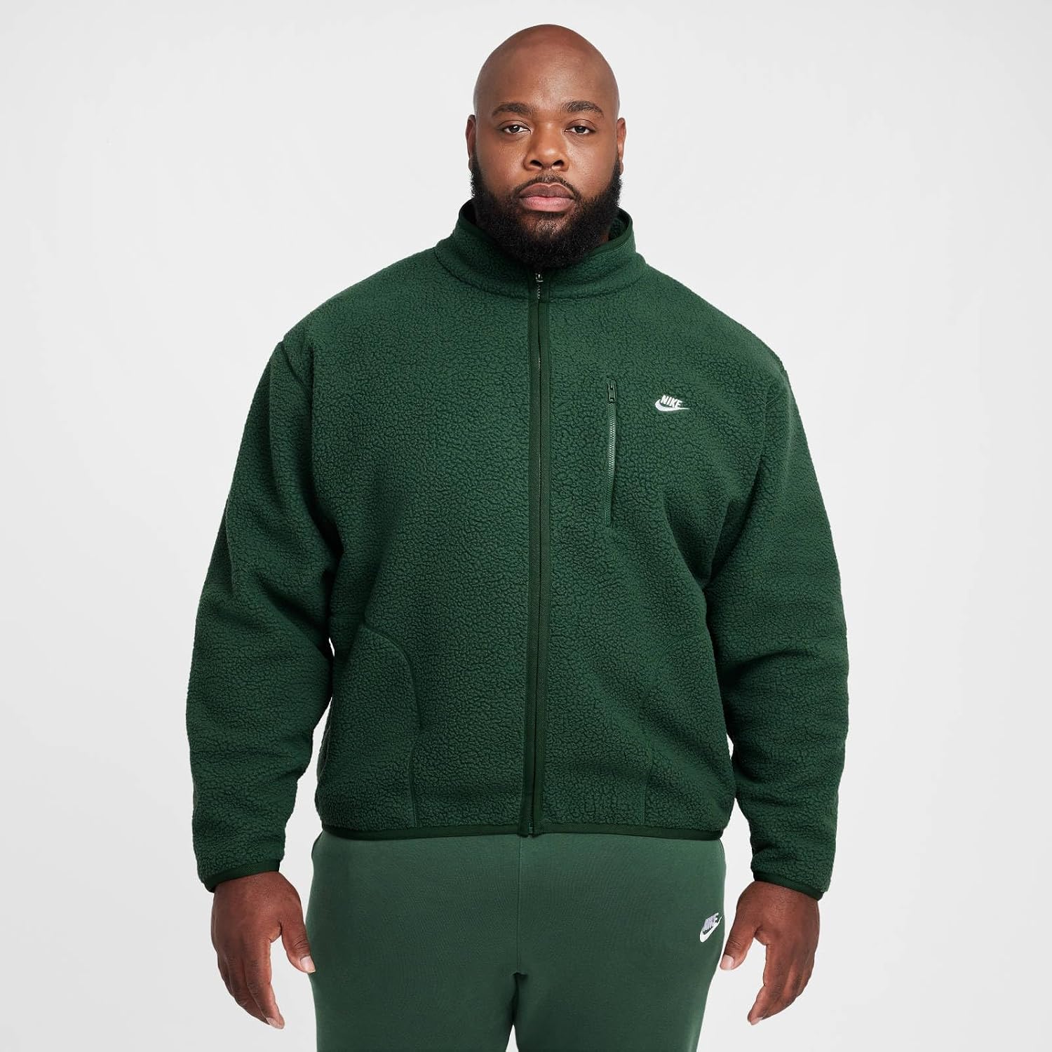 Nike Sportswear Club Men's Fleece Jacket (Fir/White, FZ0888-323) Size Large
