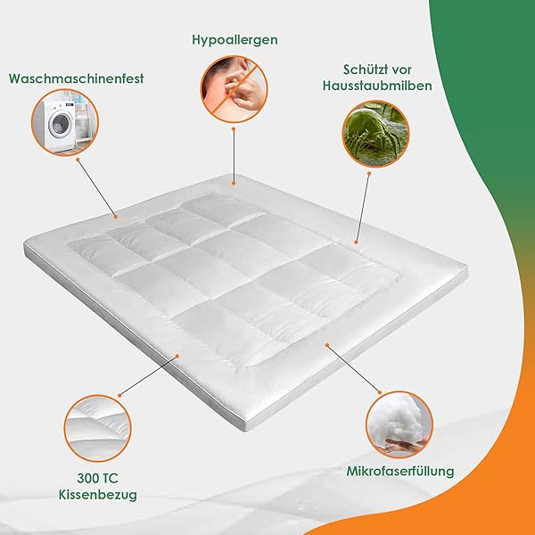 GMTEXTILE Thick Single Mattress Topper 5cm, Microfiber Single Bed Topper Single Bed Mattress Toppers Best Anti Allergenic (Single 90 X 190cm) - 4