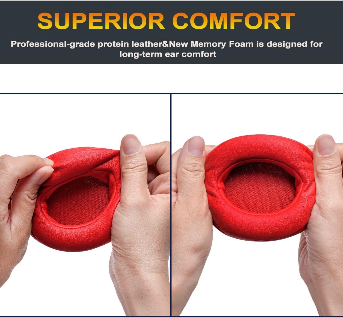 Red Replacement Earpads, AGPTEK 2 Pieces Foam Ear Pad Cushion Compatible with Beats Solo 2 Wireless Headphone