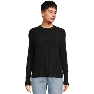 L.L.Bean Supersoft Waffle Sweater Crewneck midnight black