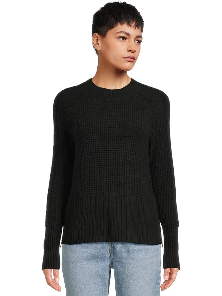 Black L.L.Bean Supersoft Waffle Sweater Crewneck