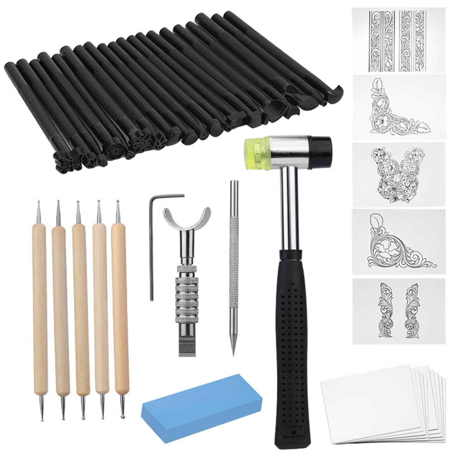 Kit Per Timbri Artigianali In Pelle, Kit Per Timbri In Metallo Strumenti Per Intaglio Fai Da Te In Acciaio Al Carbonio Per Creazione D 95041523