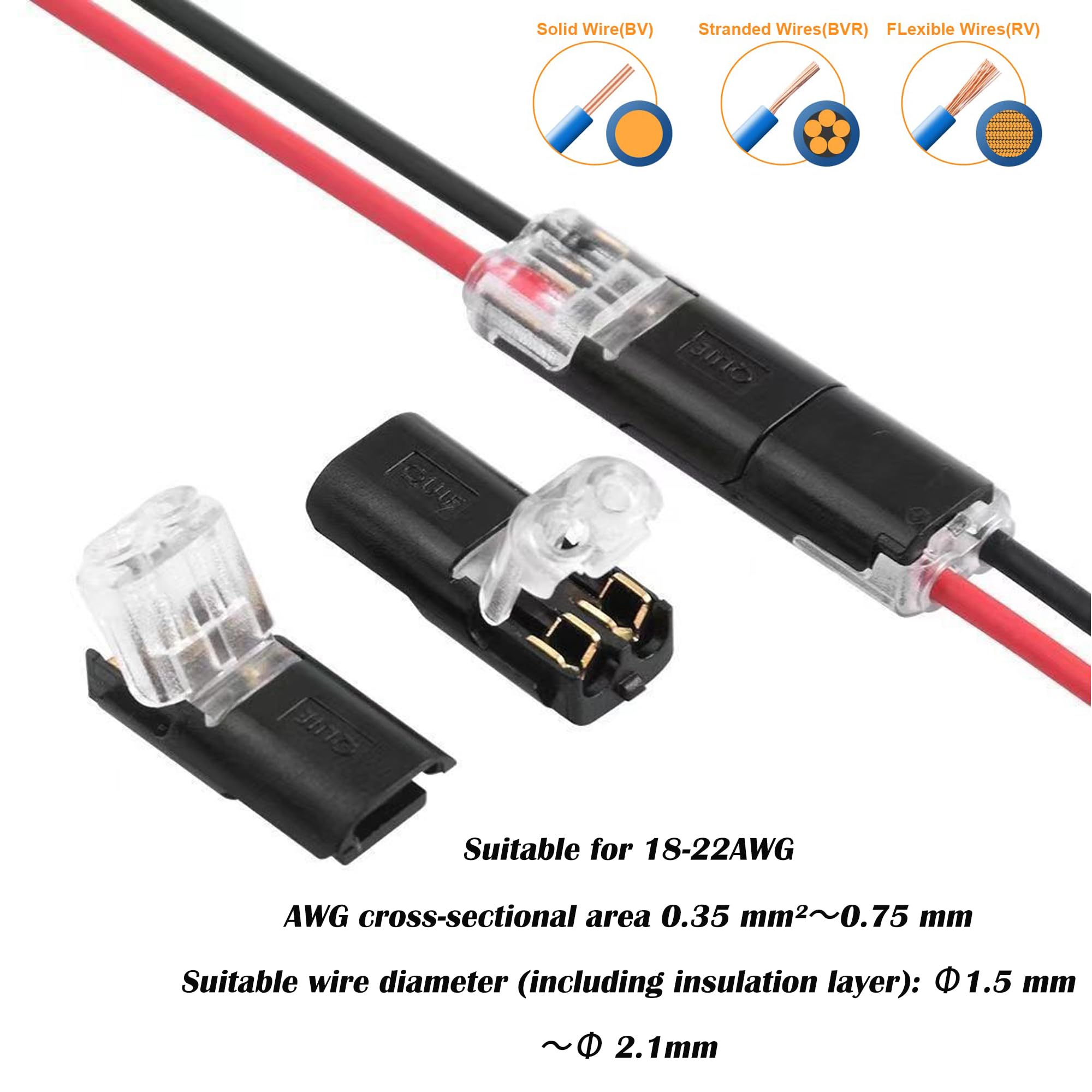12 stuks 2-polige snelsplit-draadstekker, waterdichte auto-aansluiting, voor 18-22 AWG-kabel, komt overeen met UL-94-V0, voor voertuigen en andere elektrische apparaten 12 stuks 2-polige snelsplit-draadstekker, waterdichte auto-aansluiting, voor 18-22 AWG-kabel, komt overeen met UL-94-V0, voor voertuigen en andere elektrische apparaten