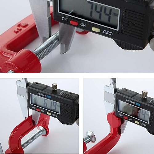 Miniatura 4 de HNBun - Abrazadera en C de hierro maleable resistente con barra deslizante 4 piezas profundidad de garganta de 6 pulgadas abrazadera C de agarre