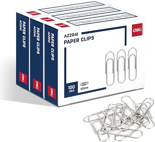 Miniatura 10 de Deli #1 Clips de papel antideslizantes, 1000 clips de papel medianos, 10 cajas de 100 cada una, color plateado
