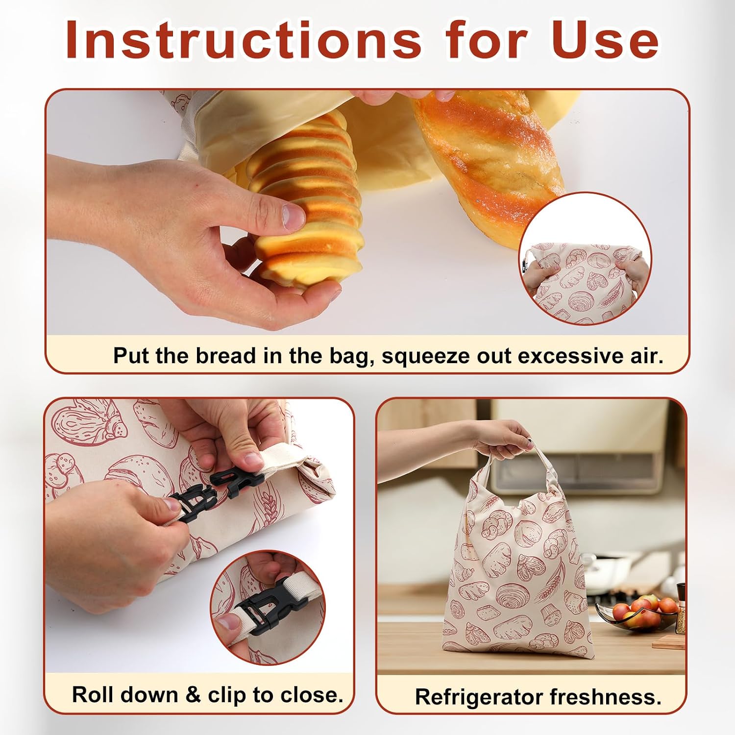 2 Pack Beeswax Bread Storage Bags for Sourdough & Homemade Bread, Reusable Bees Wax Lined Cotton Loaf Bags with Zipper 17x13 Bread Baguette Sandwich Baking Supplies Gifts Food Containers, Baking image 5