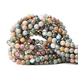 CHEAVIAN 60PCS 6mm Natural Indian Agate Gemstone Round Loose Beads for Jewelry Making DIY 1 Strand 15