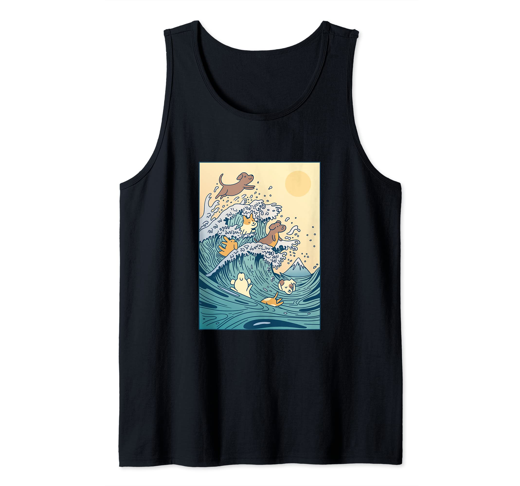 Dogs Surfing A Huge Wave Trendy 2023 Tank Top