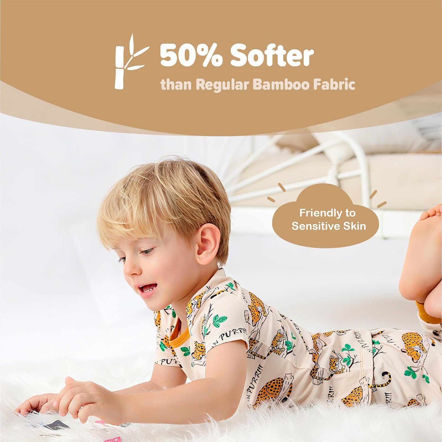 Kids 2-Piece So Soft Playtime Set–Lightweight Viscose from Bamboo Short Sleeve Top&Leggings for Toddler Boy & Girls