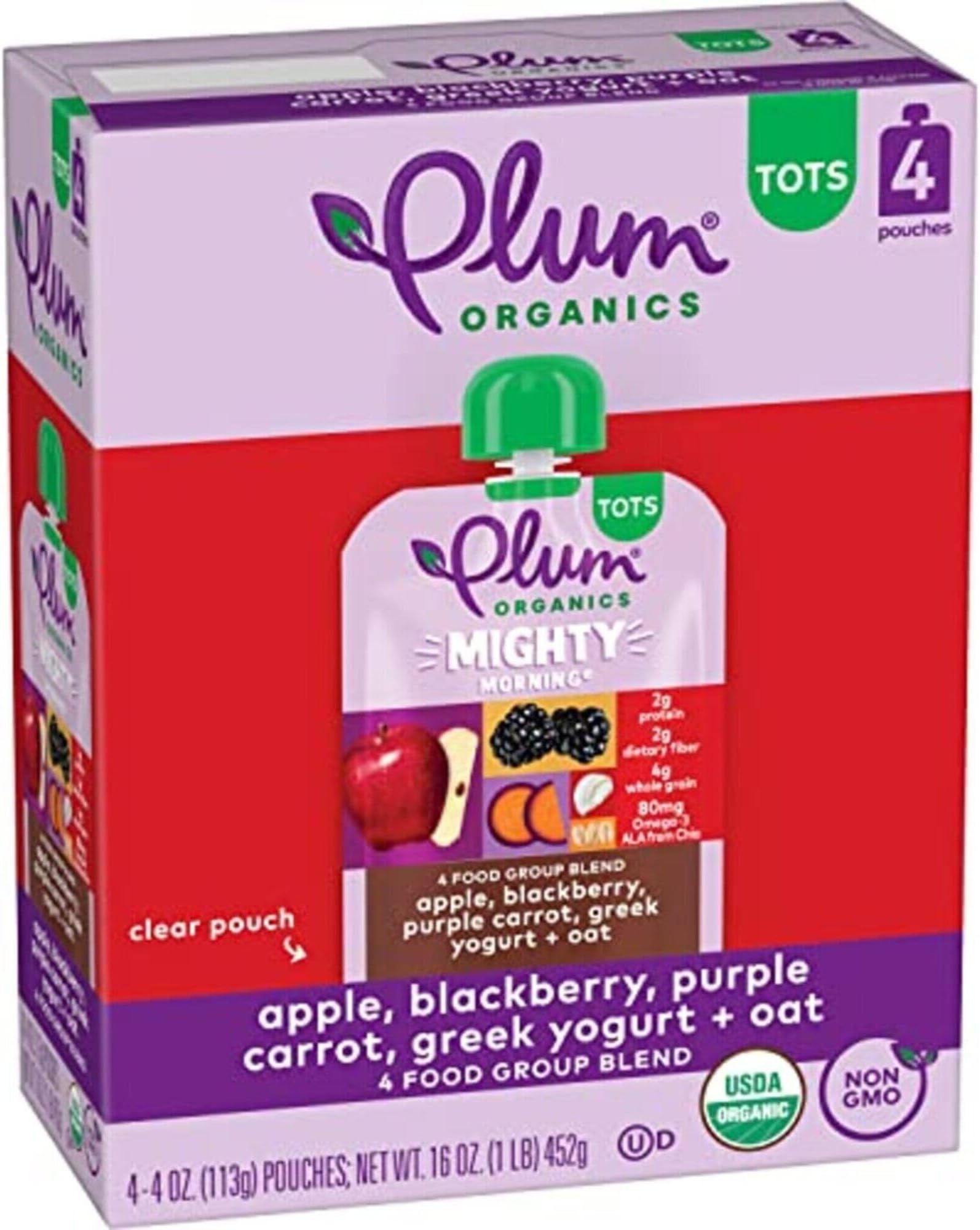 Stage 4 | Mighty Morning, Apple, Blackberry, Purple Carrot, Greek Yogurt & Oat, 4oz, (4 Pack)