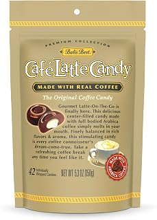 Bali's Best Café Latte Candy, 5.3 Oz (Pack of 12), Individually Wrapped Hard Candy with Latte Filled Center, Made with Real Sumatran Coffee, Halal