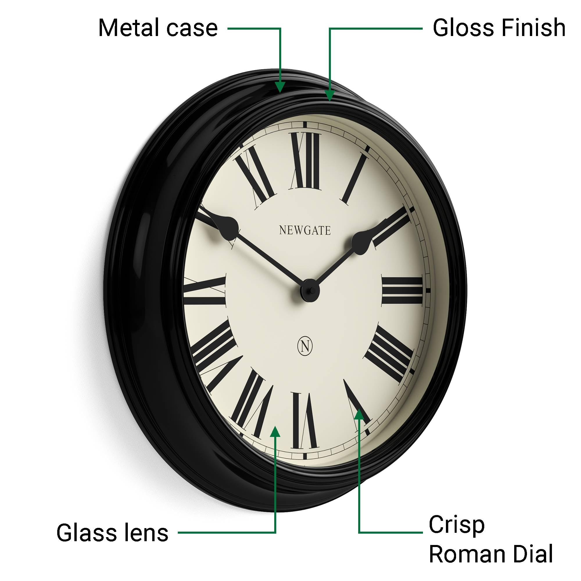 Amazon.com: NEWGATE® Notting Hill wall Clock | Large Classic Metal