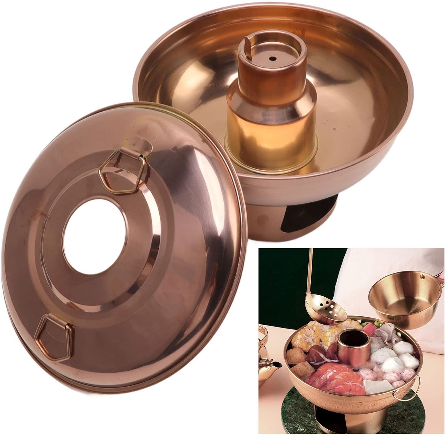 Olla japonesa Shabu Shabu Topyond, acero inoxidable, color rosa dorado