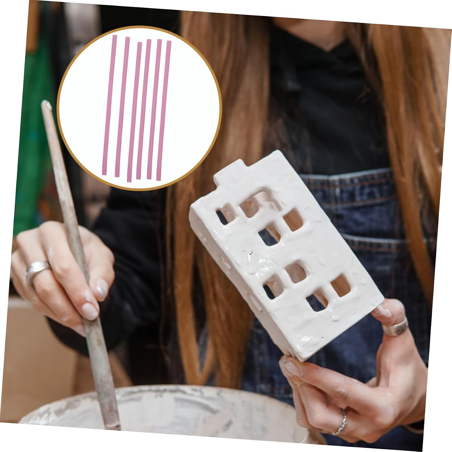 Anneome Durable Kiln Hanging Rods 10pcs Ceramic Firing Tools Jewelry Making Supplies Random Color
