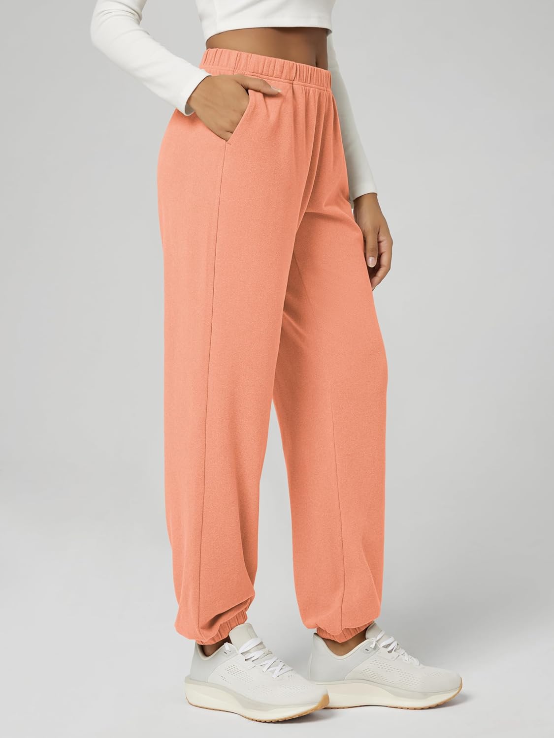 ODODOS Women's Brushed Fleece Jogger Sweatpants – Cozy Warm Adjustable High-Rise Relaxed Lounge Pants with Pockets - Image 2