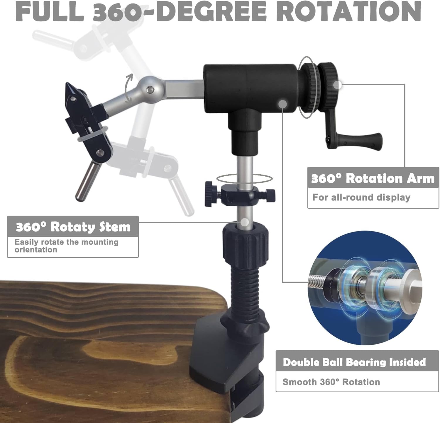 Riverruns II Generation Rotary Fly Tying Vise 360 Degree Rotation Ultra Light Rotary Fly Vise