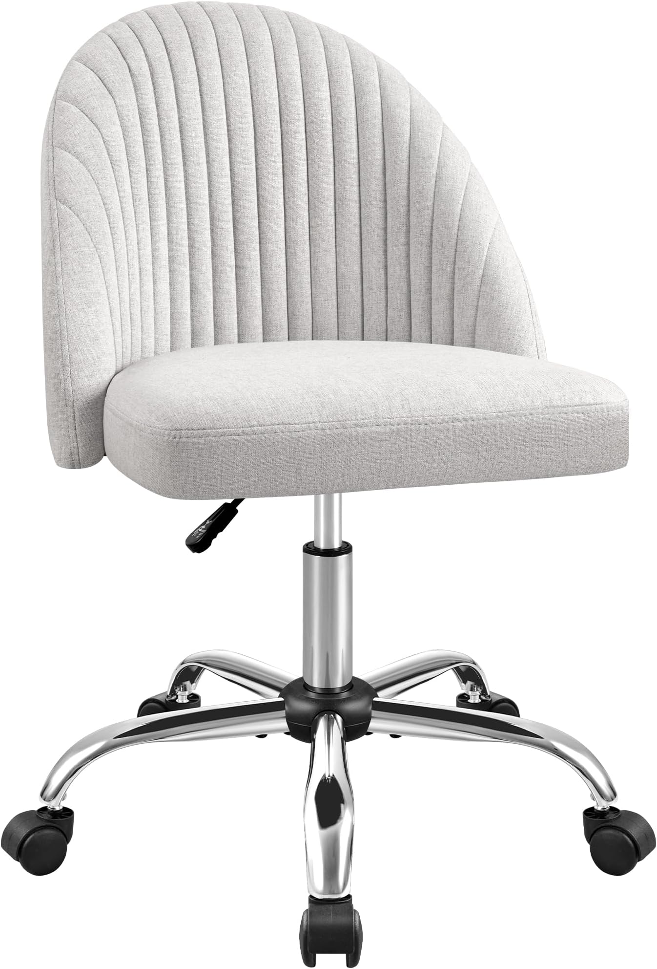 Furniwell Office Chair Armless Cute Desk Chair Modern Adjustable Swivel Vanity Task Computer Chair Home Office Desk Chairs with Wheels (Fabric, Grey)
