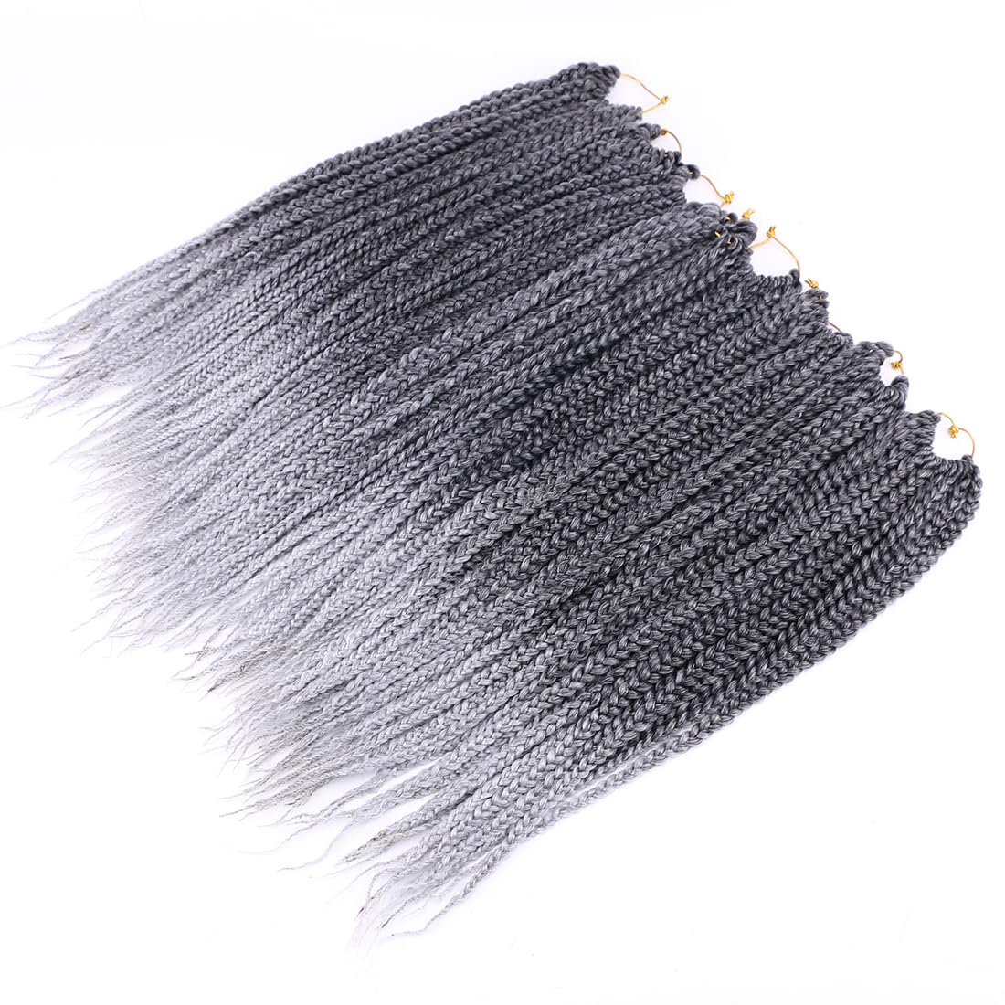 8 paquetes de trenzas de ganchillo Goddess para mujeres negras, 18 pulgadas, color gris plateado, 3 extensiones de cabello trenzado lacio sin nudos (gris #)