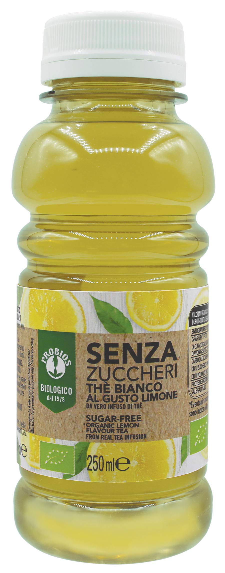 Probios Thè Bianco al Limone Bio - Senza Zuccheri - Confezione da 12 x 250 ml