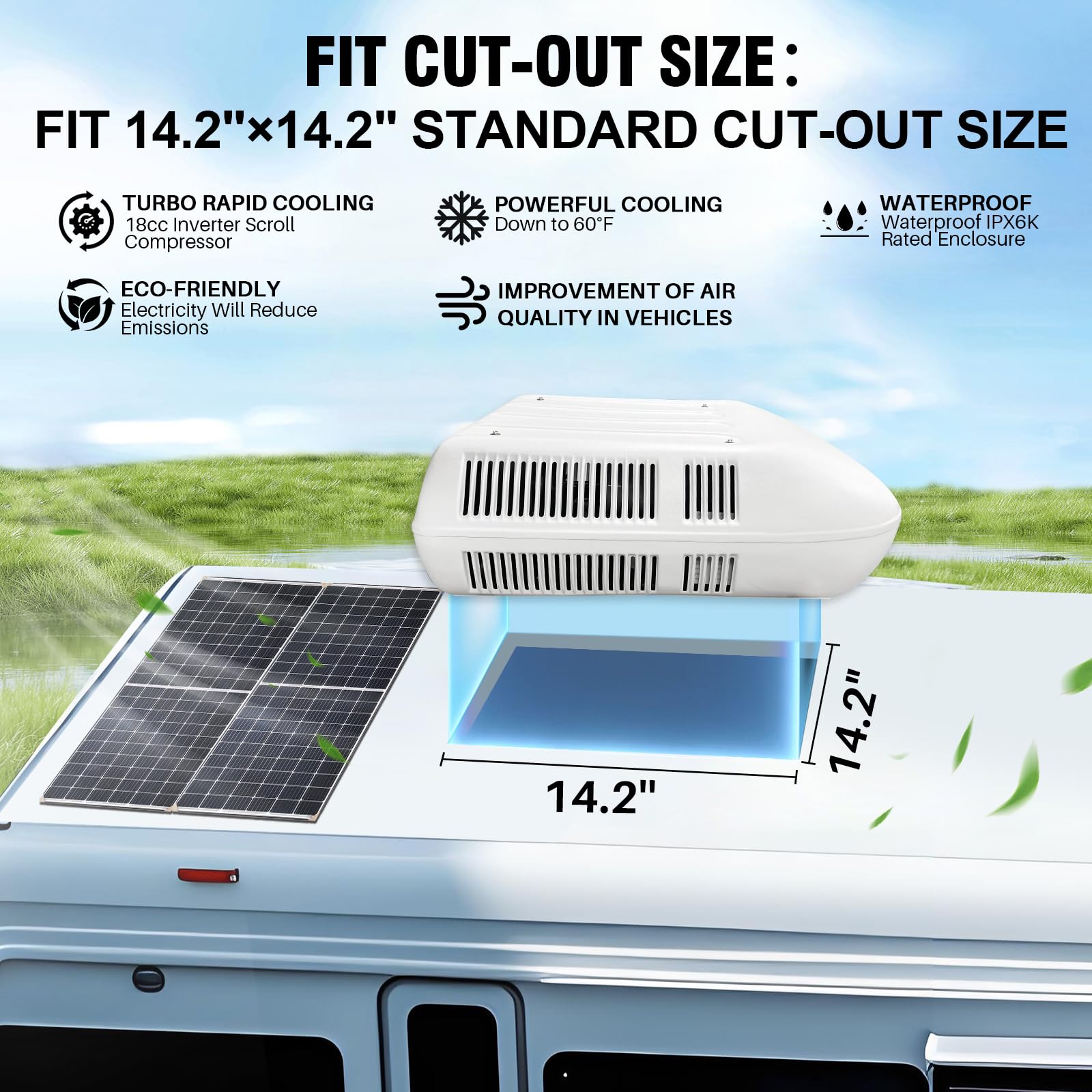 BZW RV Air Conditioner - 15000 BTU, 2-in-1 Cooling & Heating With WiFi & Remote. Super Quiet! Perfect For RVs, Campers & Food Trucks.