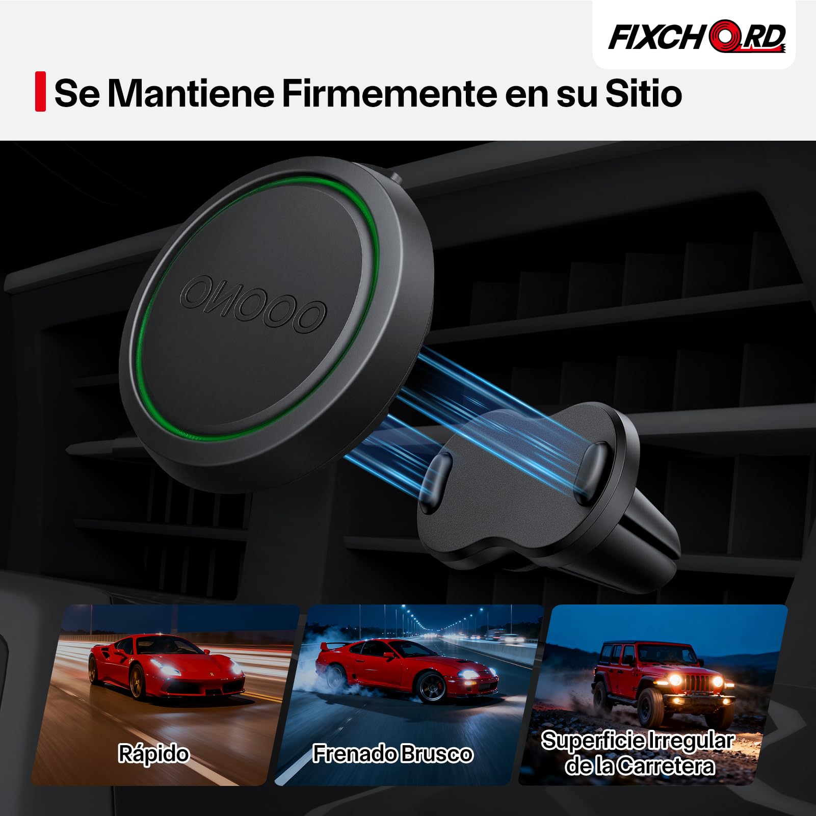Soporte Magnético para Rejilla de Aire Acondicionado de Coche OOONO CO-Driver NO2, 1 Unidad de Soporte Magnético con Imanes Integrados Compatible con la Alarma de Radar OOONO NO2