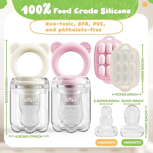 Miniatura 9 de BEAR Alimentador de alimentos para bebés Alimentador de alimentos de frutas para bebés y mini congelador Bandeja Combo
