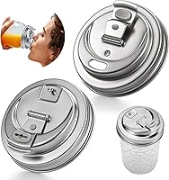 Vista 1 de Palksky Tapas para Beber de Frascos Mason, Accesorios de Tapa para Sorber de Frascos Mason de Boca Ancha de Acero Inoxidable, Tapa Abatible