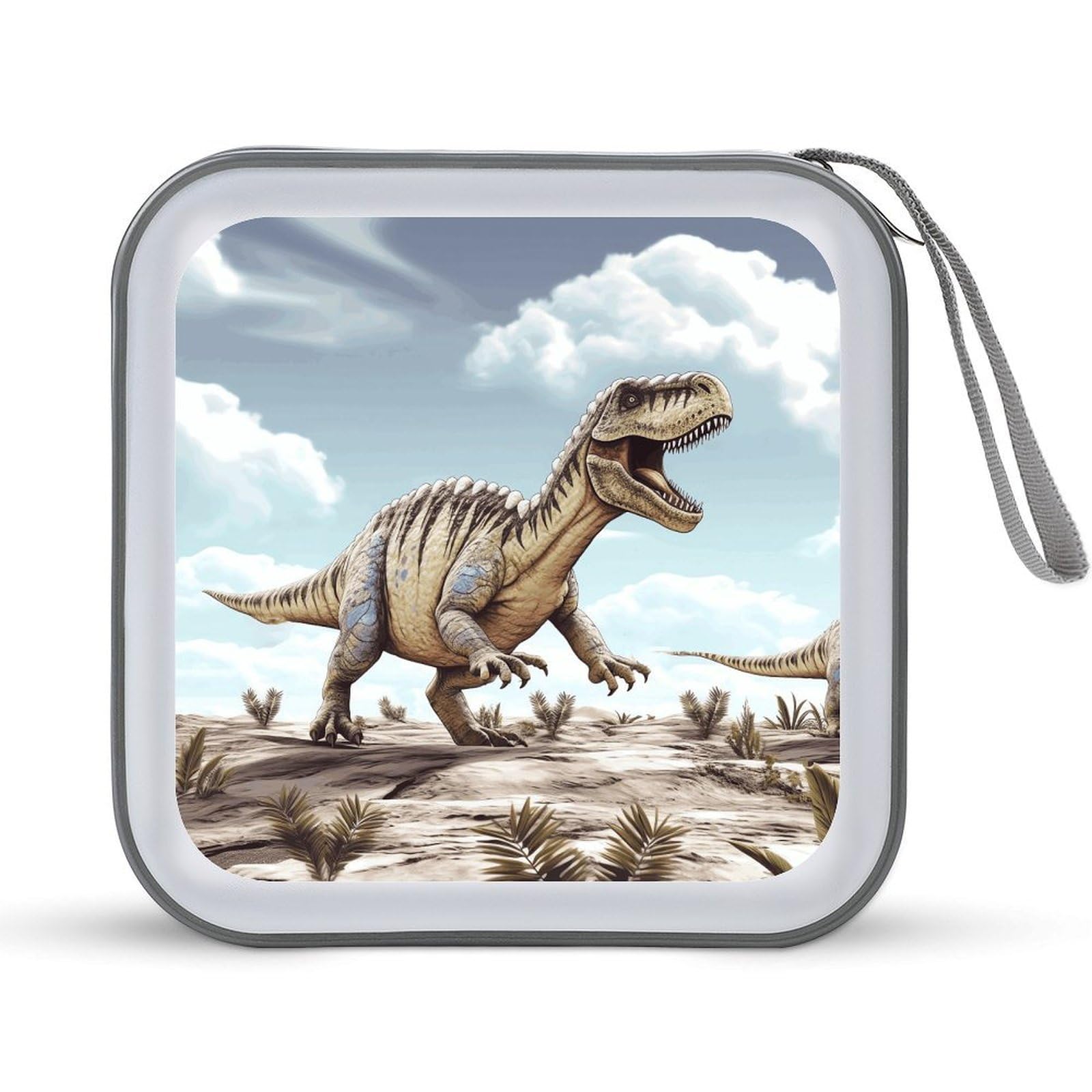 VstaDank - Walking Dinosaur CD Case 40 Capacity with Zipper Disc Organizer Portable Hard Plastic CD Storage Organizer Wallet Organizer