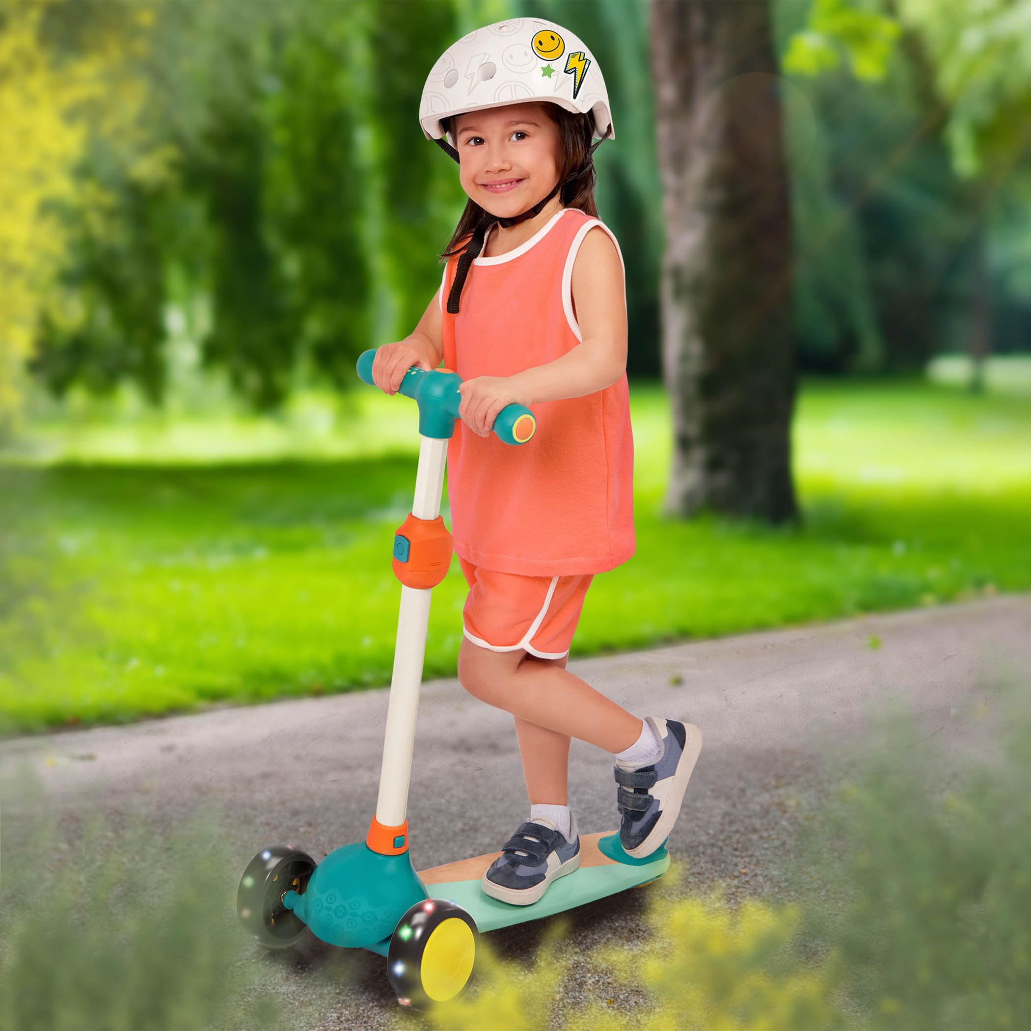 B. toys Scooter Fun, Trottinette en Bois avec Roues Lumineuses