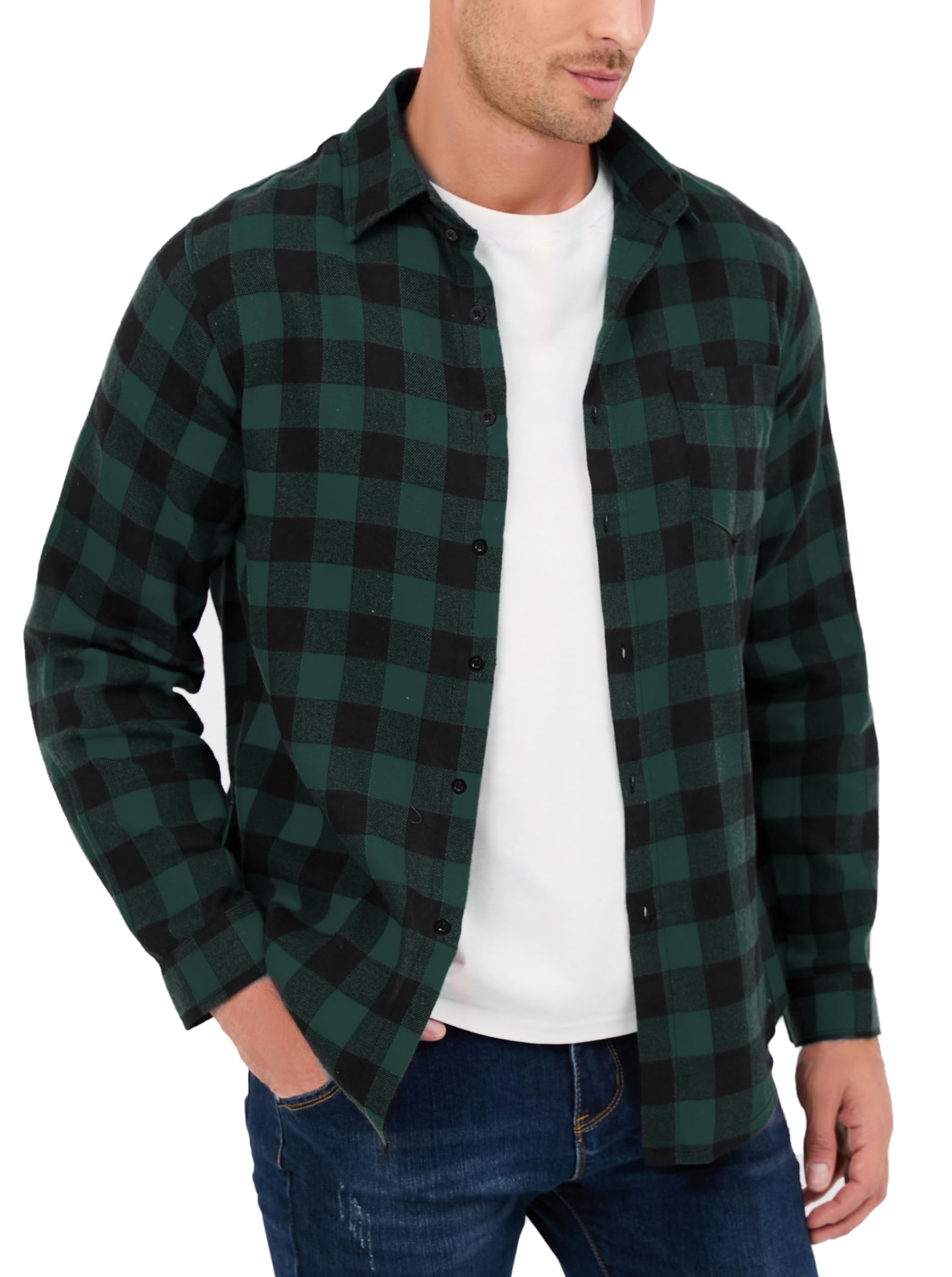 Yukiuiny Camisa Cuadros Hombre Franela Algodón Camisa Leñador Blusas Basiccon Botones Camisetas Manga Larga Oficina Básico Vintage Western Casual