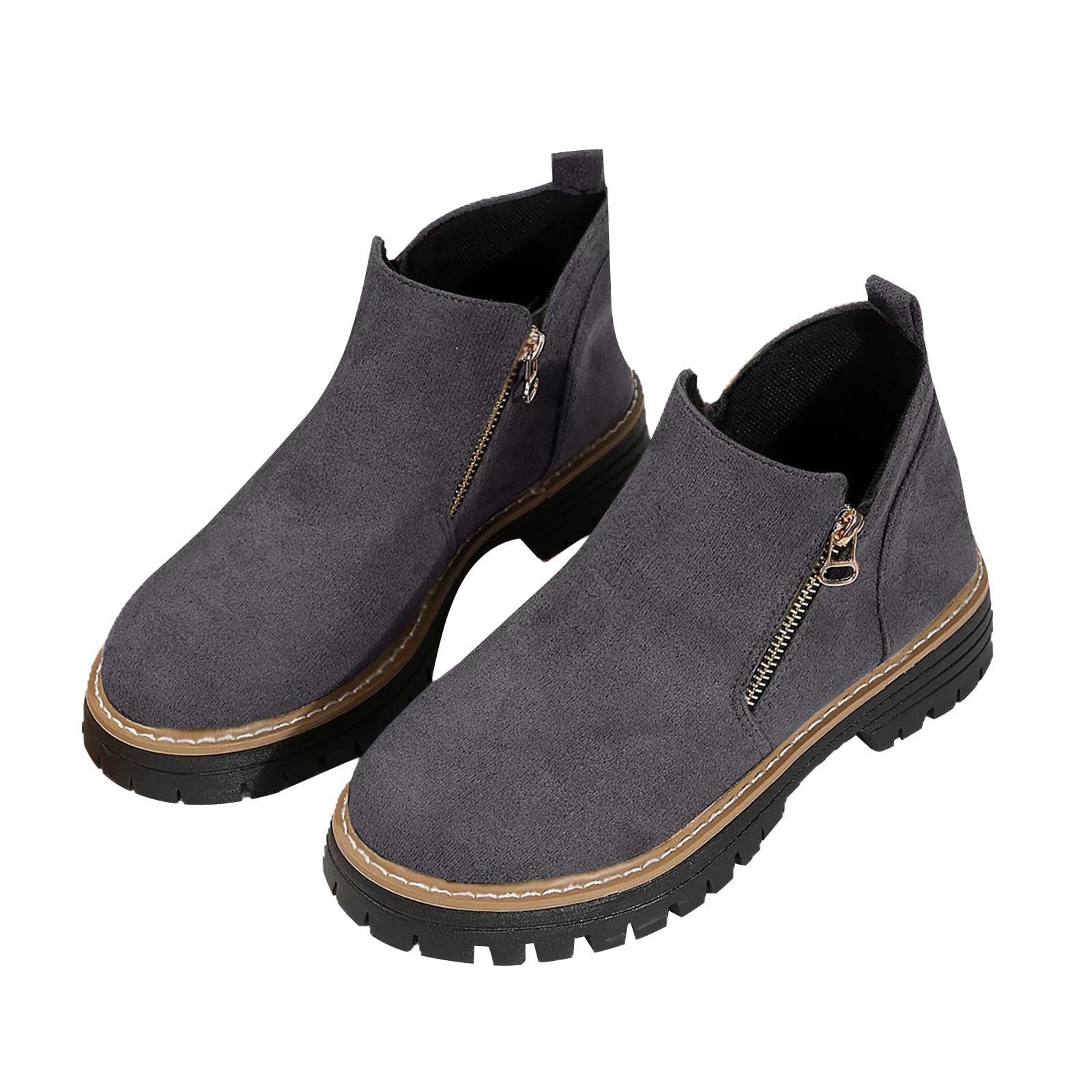 Botas cortas de mujer primavera con cremallera lateral y botines altos 8