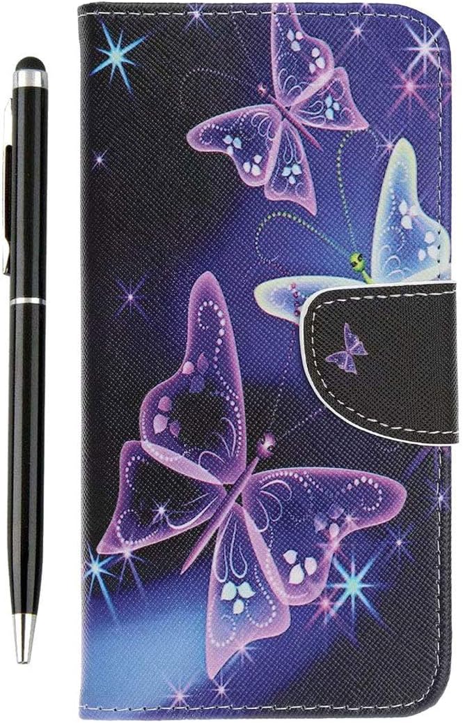 Huawei Mate 20 PRO Case Shockproof, Premium Mate 20 PRO Phone Cover Purple Butterfly Painted PU Leather Wallet Flip Magnet Stand Book Case for Huawei Mate 20 PRO & One Touch Pen