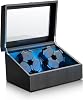 6 Watch Winders with 6 Watches Storages Watch Winder for Automatic Watches with Built-in LED Light Ultra Quiet Motor