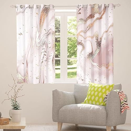 Miniatura 5 de Cortinas de mármol para niñas, cortinas de ventana de mármol rosa pastel dorado para decoración de dormitorio, líneas agrietadas con purpurina