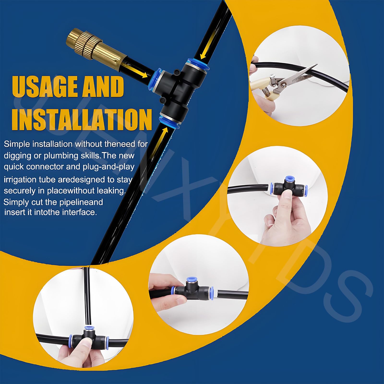 Sistema di irrigazione da giardino flessibile, kit di irrigazione automatico con ugello regolabile per serra, prato, piante da esterno