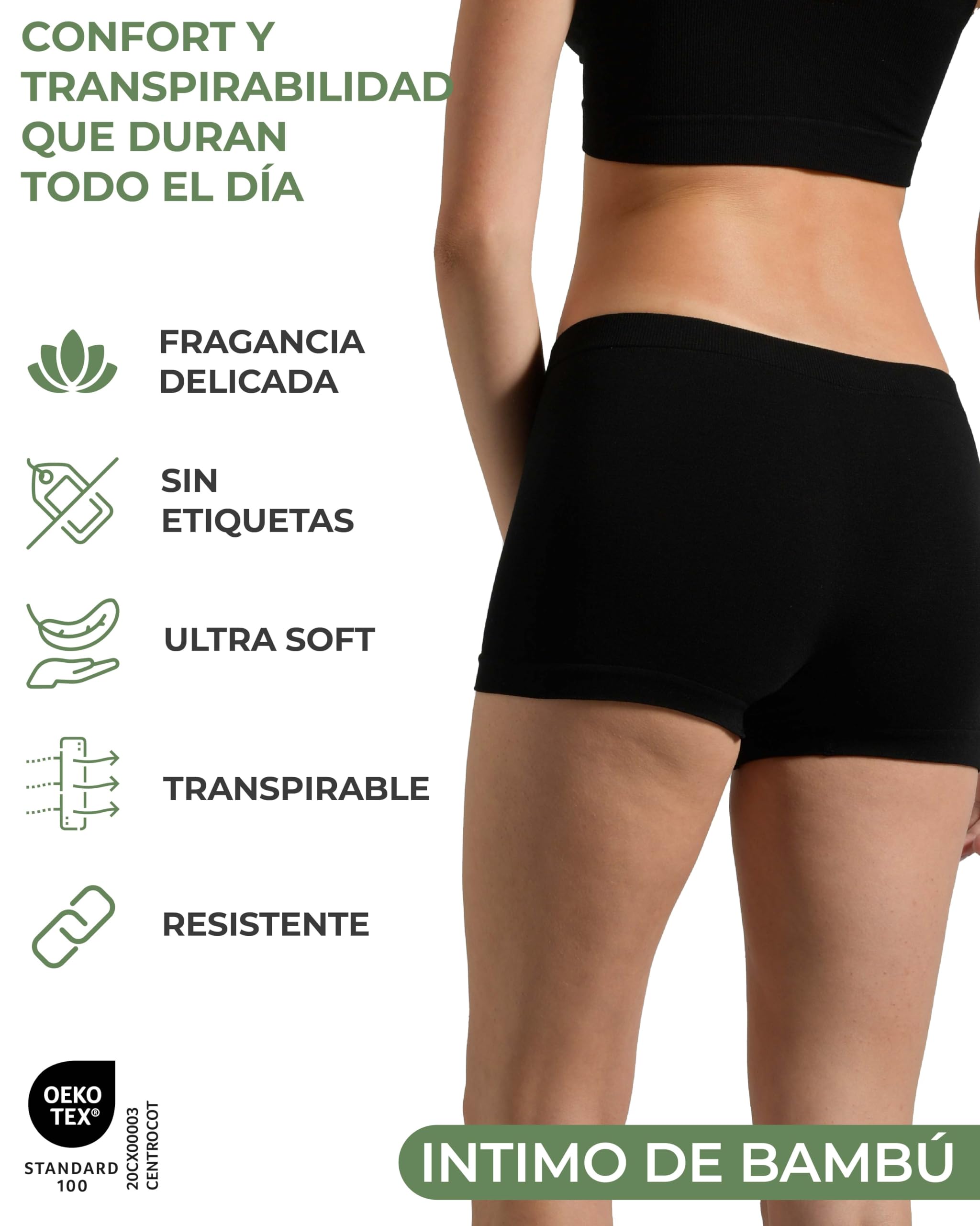 Risalti Boxer Mujer Bambu 3Pz - Culotte Mujer, Bragas Mujer, Boxer Bambu Sin Costuras, Ropa Mujer, Más Suave Que Bragas Mujer Algodon, Braguitas Mujer, Ropa Interior Mujer - Made In Italy
