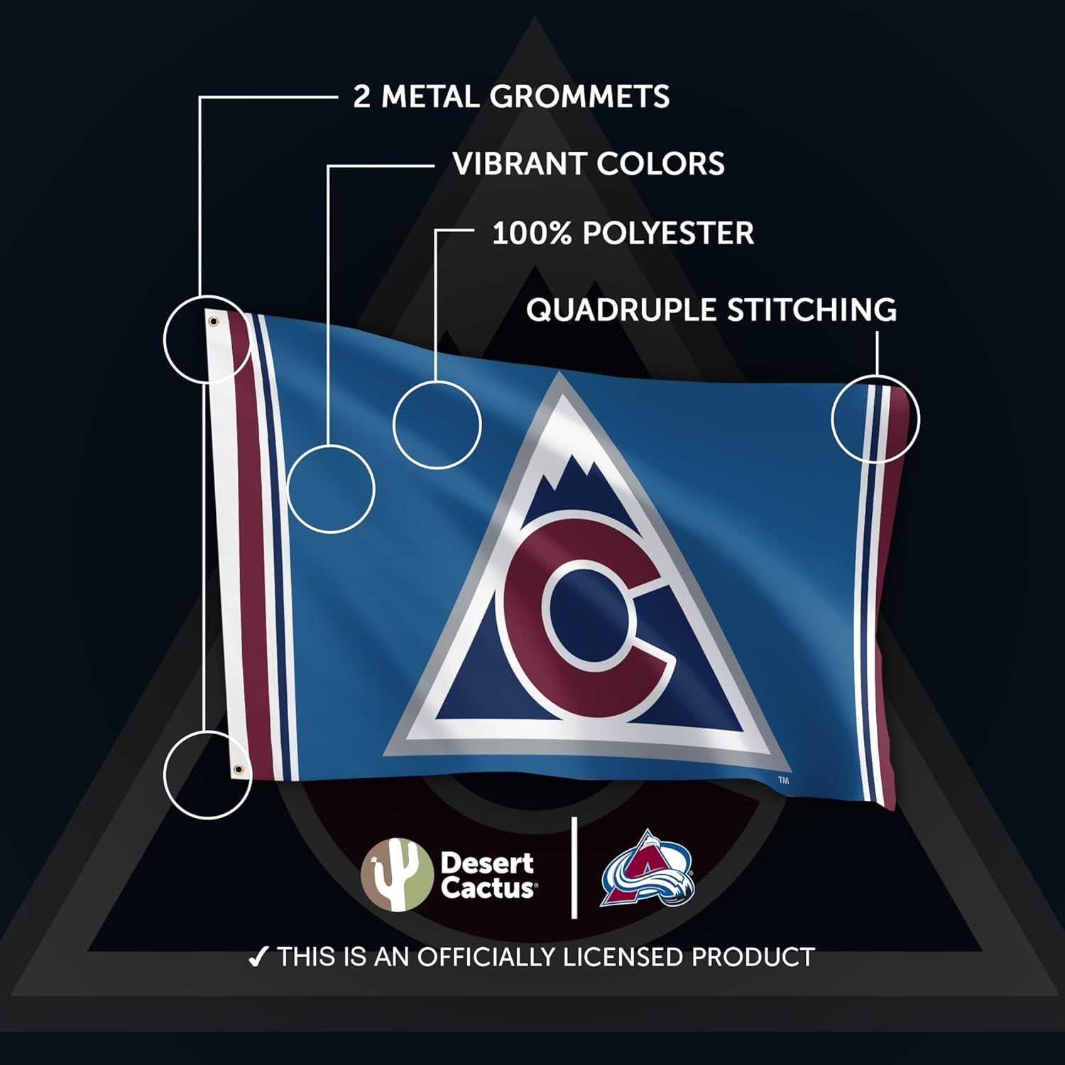 Desert Cactus Colorado Avalanche Flag NHL 100% Polyester Indoor Outdoor 3x5 feet National Hockey League Team Flags (Flag A) - Image 4