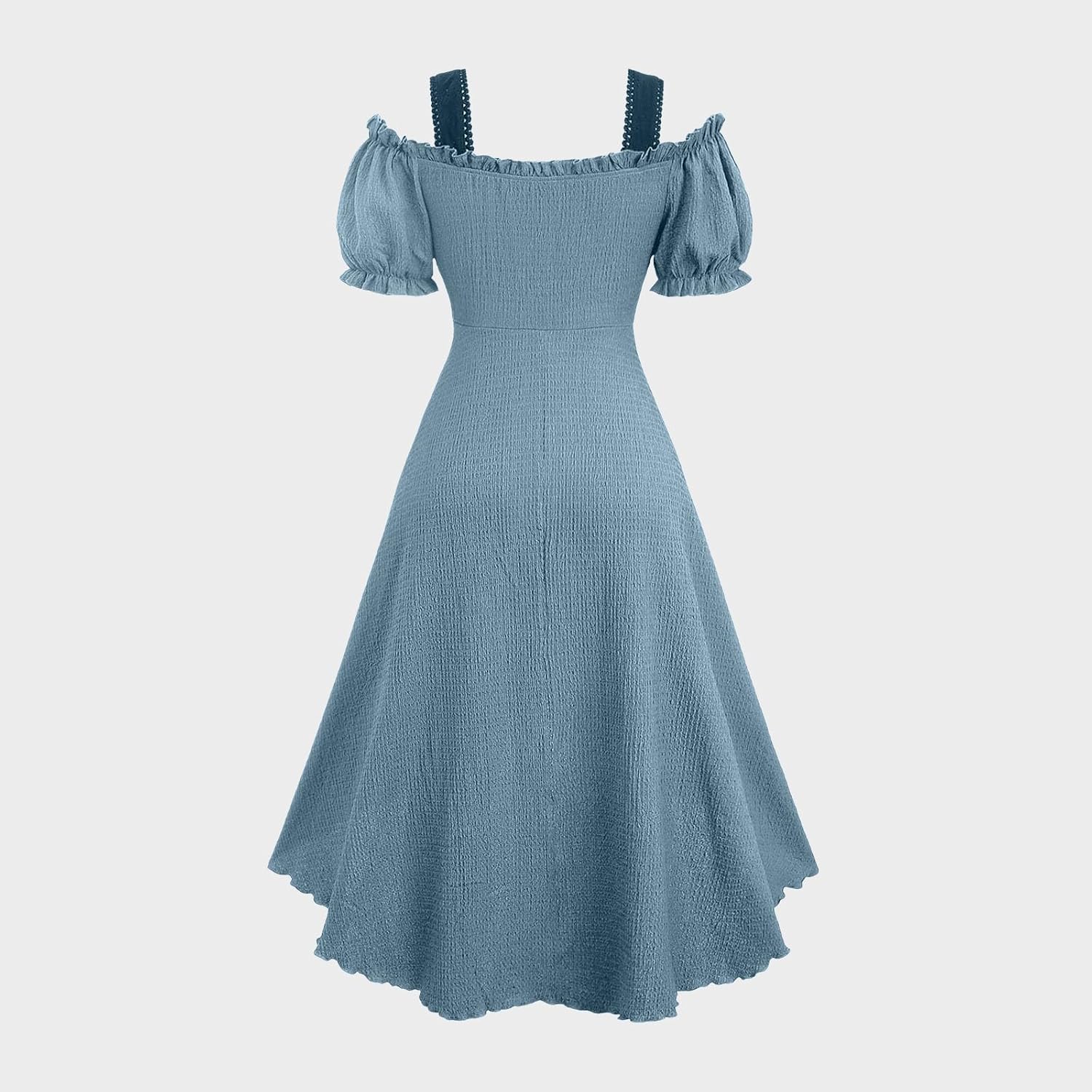 Halloween Dresses 2025 Women Renaissance Steampunk Dress Off Shoulder Ruffle Asymmetric Dress