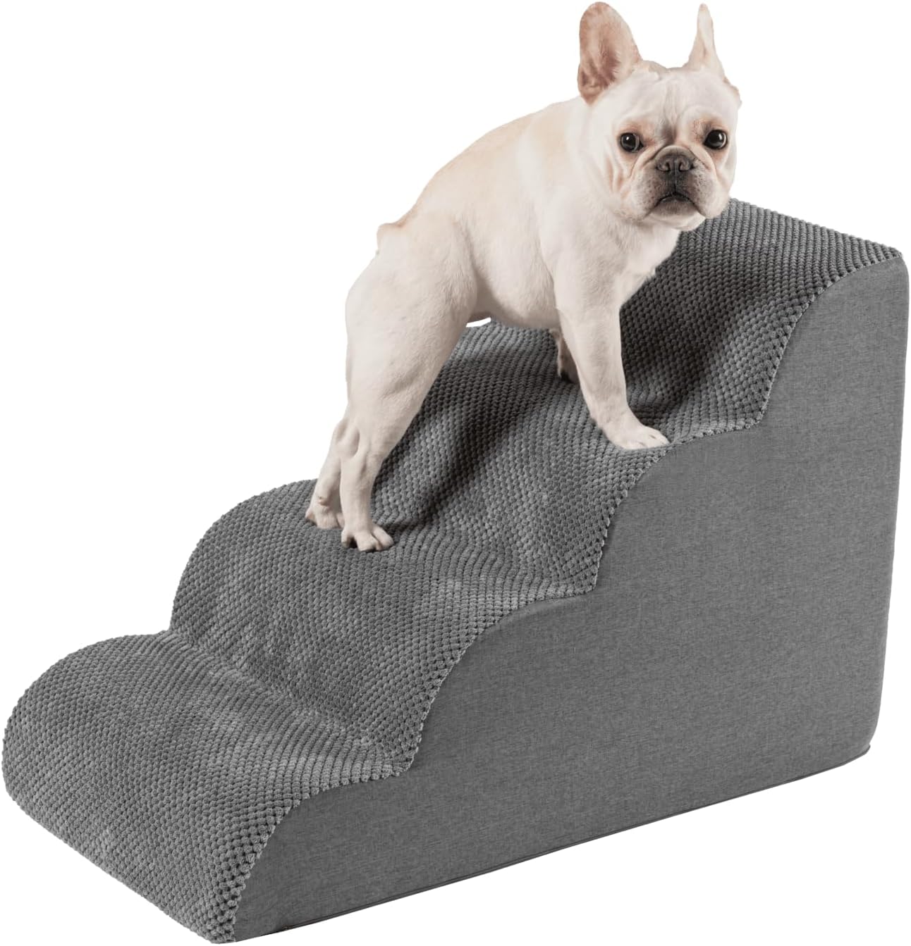 Pet Stairs for High Beds Small & Large Dogs & Cats – High-Density Foam Steps with Removable, Machine-Washable Cover – Lightweight, Portable Dog and Cat Staircase for Beds, Couches, and Sofas, 3 Tier
