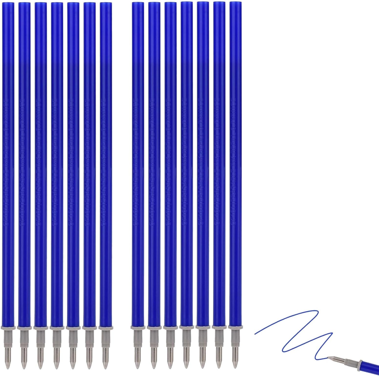 Pack of 14 Erasable Blue Refills for Legami, Gel Pen Refill Cartridges for Legami, Refills for Legami Pens, Easy to Erase, Height 13 cm, Pen Tip 0.5 mm