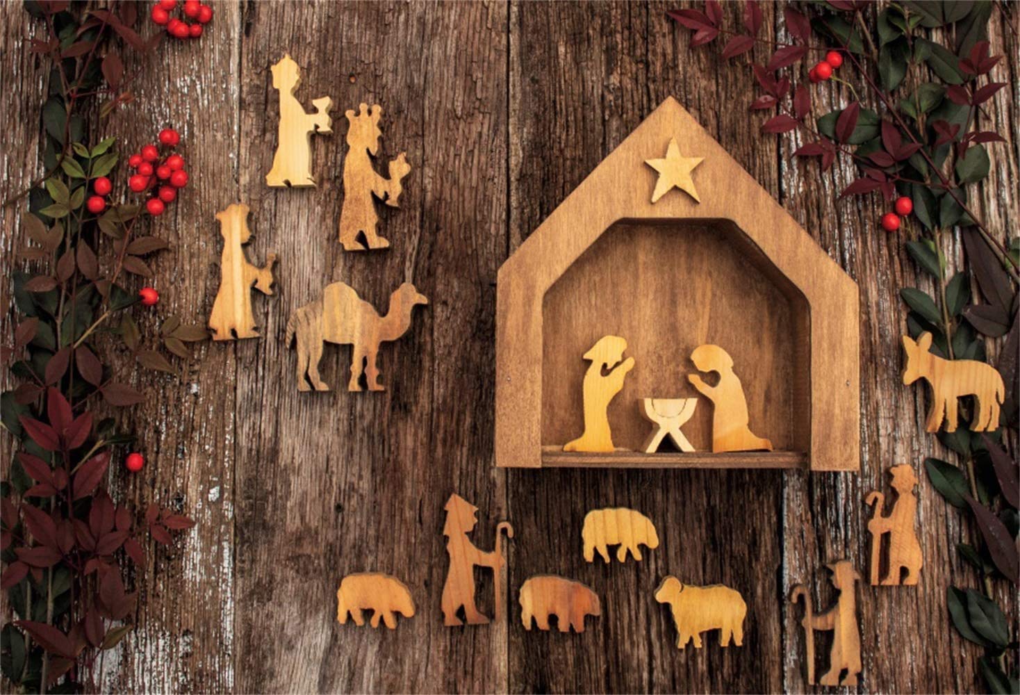 Buy Nativity Scene Artware Retro Rustic Wood Plank Backdrop 5x3ft