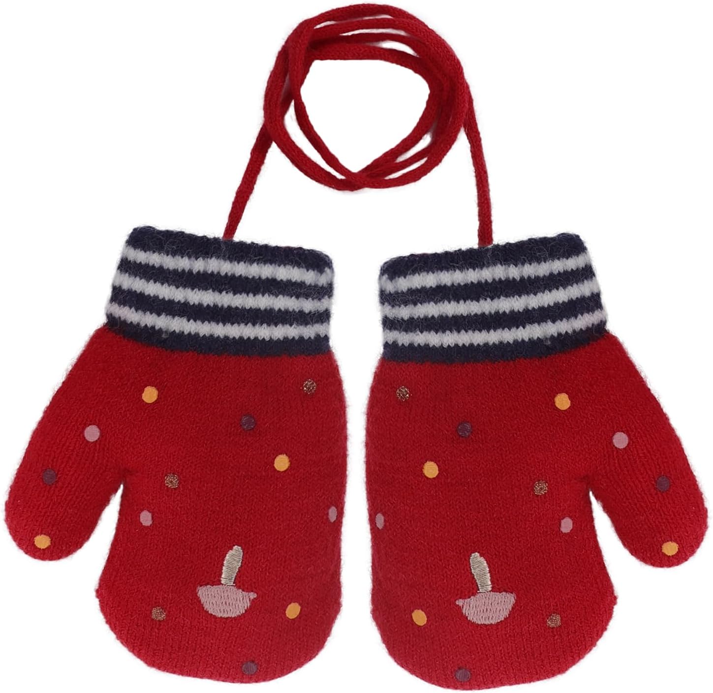 PURFUN Toddlers Baby Cartoon Baot Full Finger Gloves Mittens, Girls Boys Winter Warm Fleece Lining Knitted Mitts for 1-3 Yrs