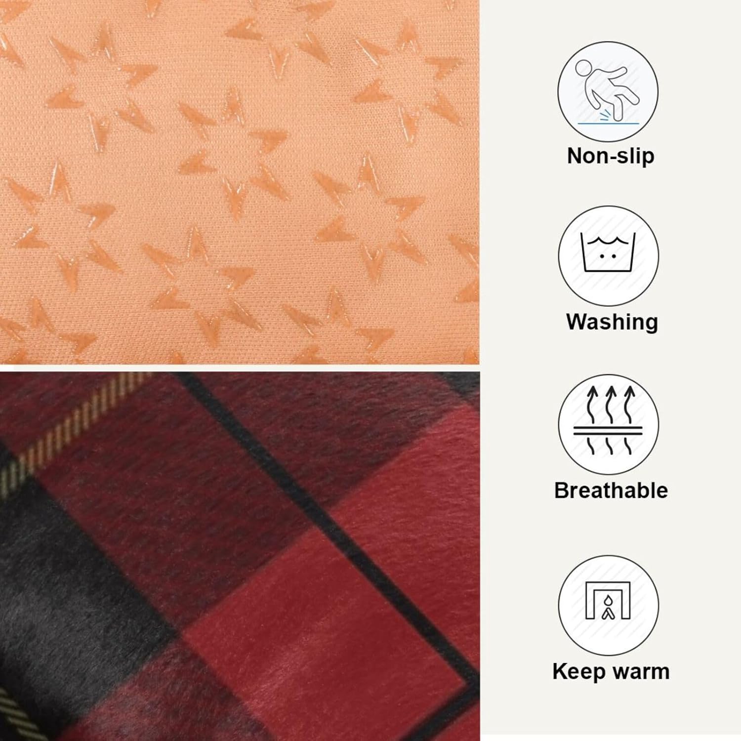 review Red-Black-Plaid-Print Warm Dog Bed Mat, Dog Crate Pad for Medium Dogs, Machine Washable Portable and Soft Pet Bed Mat, Anti-Slip 36 x 24 inch